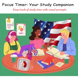 60-Minute Visual Timer for Kids and Adults, Countdown Clock Timer for Special Education, for Kitchen, Laboratory, Conference Room, Easy to Open and Close, Loud Voice, Built-in Luminous Alarm