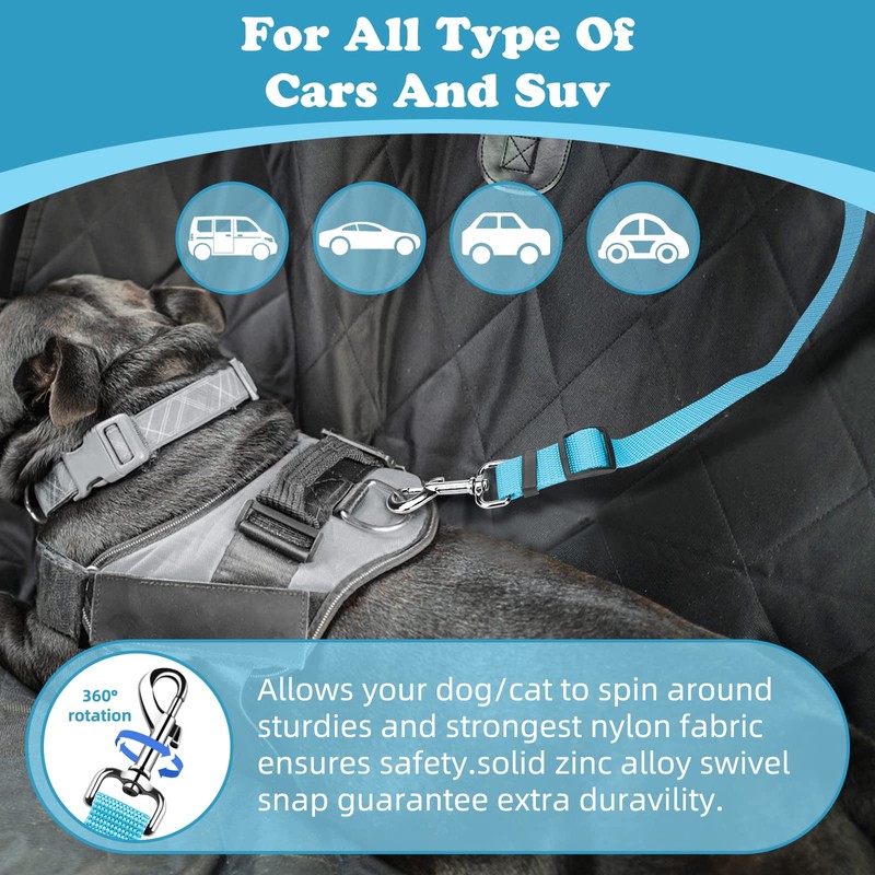 BWOGUE Pet Dog Cat Seat Belts, Car Headrest Restraint Adjustable