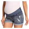 Foucome Women's Maternity Ripped Jean Shorts Roll Hem Denim Shorts
