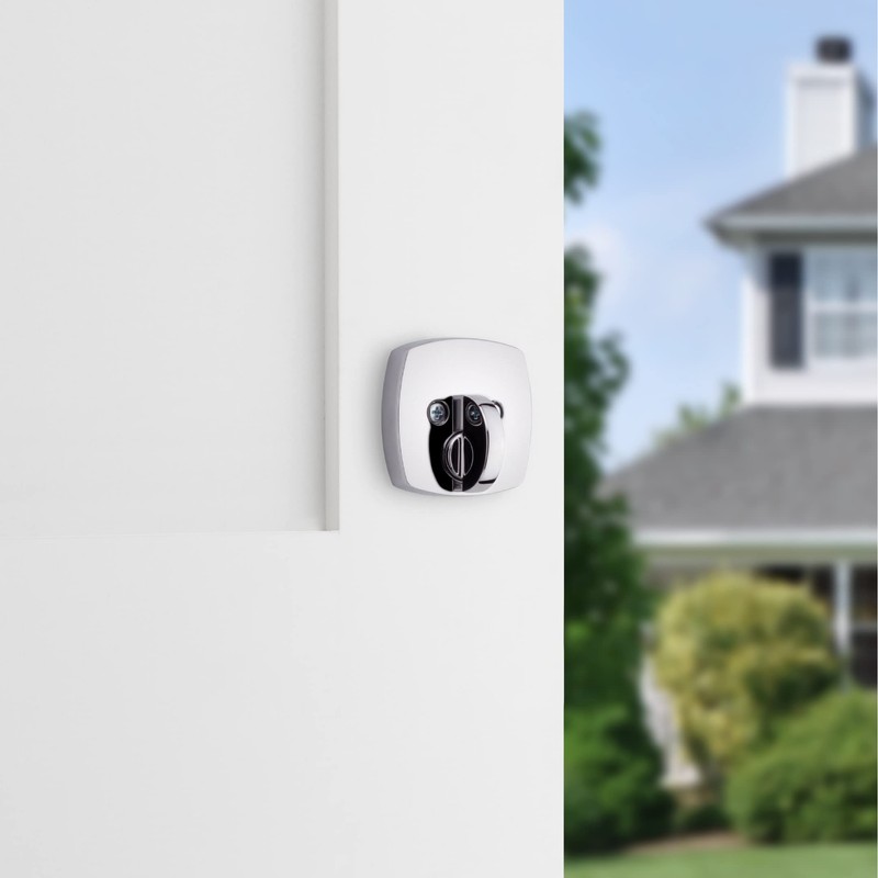 Kwikset Midtown Deadbolt Lock, Polished Chrome Modern Exterior Keyed Front