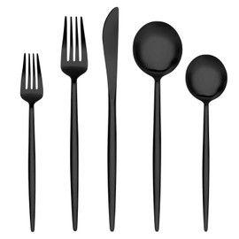 Matte Black Silverware Set,20 Piece Stainless Steel Flatware Set Service for 4,BEGEEL Satin Finish Tableware Cutlery Set,Kitchen Utensil Sets for Home and Restaurant,Dishwasher Safe