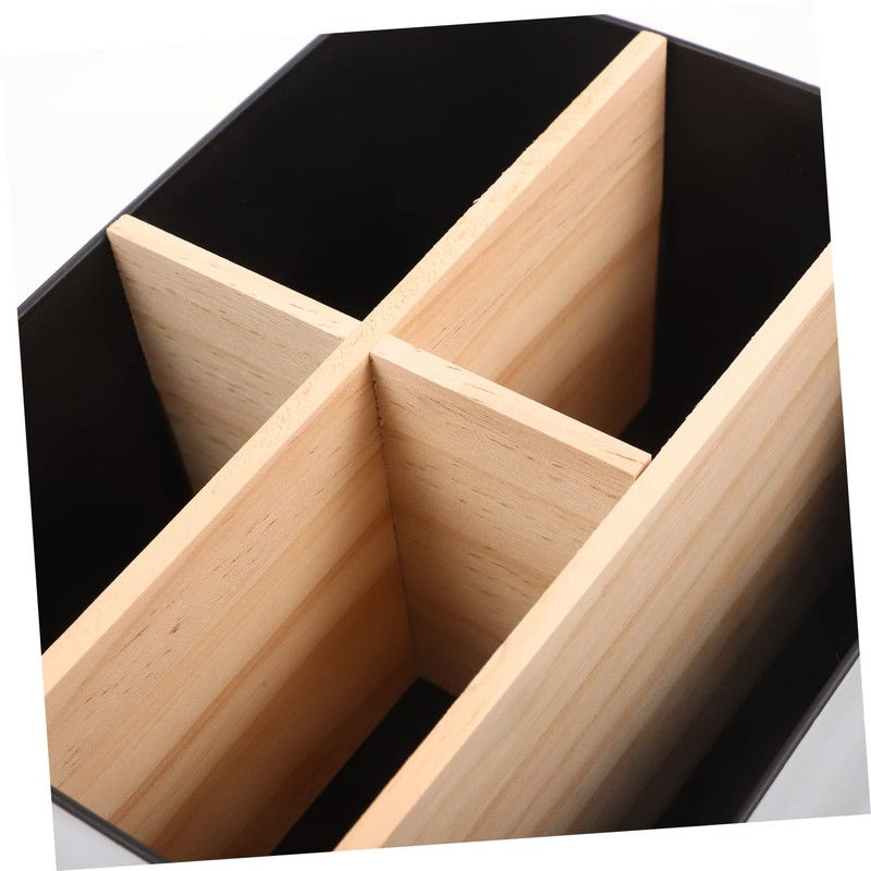 Mikinona Removable Bamboo Makeup Storage Box for Desk Compact Organizer
