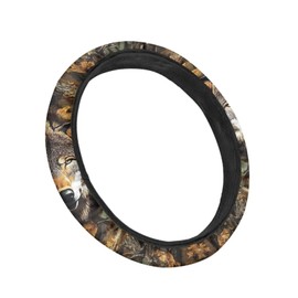 Wanyint Wolf Camo Hunting Forest 15 Inch Car Steering Wheel Cover - Soft Neoprene Polyester, Universal Fit for Car, SUV, Truck