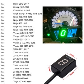 MOQIAOSEIKO 1-6 Speed LED Digital Gear Indicator Waterproof Compatible with Kawasaki ER6N Z1000 SX Nin & Yes 400 650 Z800 Z750 Versys 650 Z650 W800 Nin & Yes 300 Vulcan