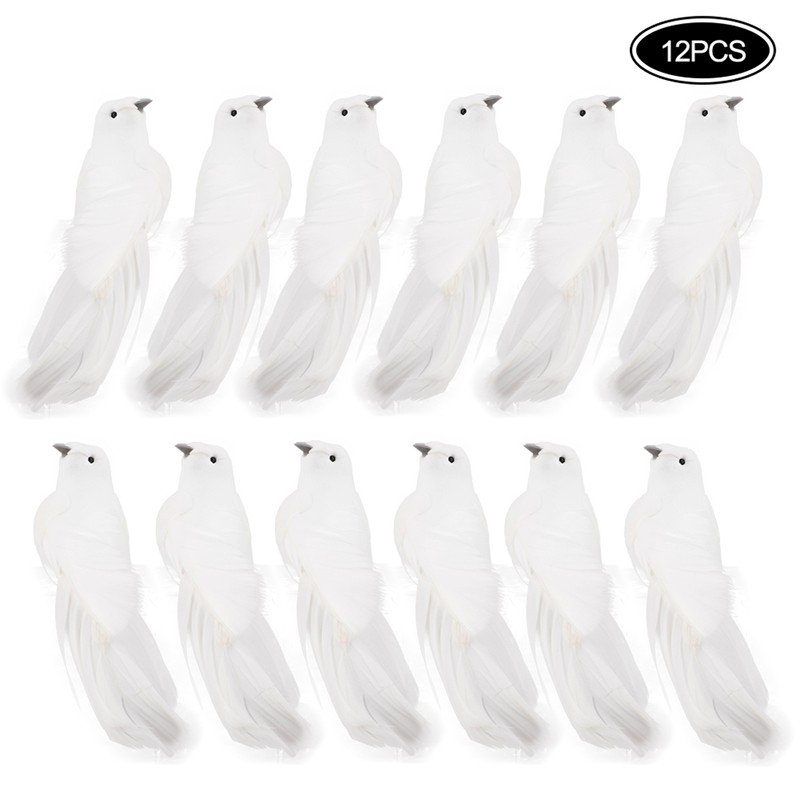 Artificial Birds Xmas Simulation Foam White Dove Decoration Xmas Tree