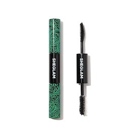 SHEGLAM 2 en 1 Volumen negro y longitud Máscara impermeable Maquillaje de ojos con tubo de doble extremo de larga duración