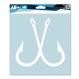 AK Stickers Fish Hooks Crossed Fishing - Vinyl Decal Outdoor Weatherproof - Black, (A) X-Small: 3"