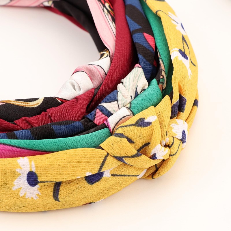 Dreshow Women's Boho Headband, Printed Headbands, Knots, Twisted Elastic Head