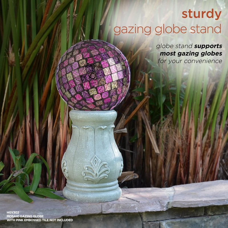 Alpine Corporation 12" Tall Indoor/Outdoor Roman Column Gazing Globe Display