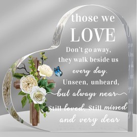 Jetec Bereavement Gift Acrylic Heart Sympathy Memorial Gift for Loss of Loved One Condolence Remembrance Keepsake Table Decor for Mom Dad Grandma Friend Remembrance Decor(Classic Style)