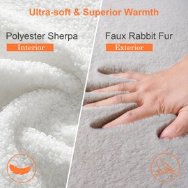 HOTHUGZ Hand Warmers Rechargeable, Portable Graphene Heated Gloves, Faux Rabbit Fur Handwarmers Pouch, 10000mAh Battery Powered Electric Handwarmers Bag with 3 Heat Modes, Gifts for Women, Men, Kids