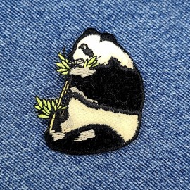Unbranded Small PANDA BEAR cub eating bamboo PATCH IRON-ON embroidered/ velvet NEW 2"x2.5"