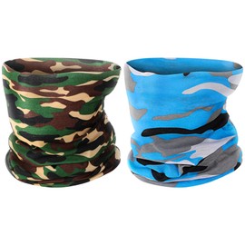 2 Pcs Multifunctional Headwear Snoods Neck Scarf Unisex Camouflage Neck Gaiter Elastic Bandana UV Resistance Seamless Headband Face Mask for Men Women Cycling Running Riding Hiking Yoga, 2 Style