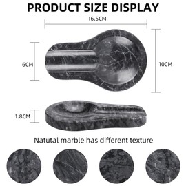 Spoon Rest Marble Spoon Holder Home Restaurant Decoration Cooking Spoon Rest for Spatula, Ladle, Fork, Coffee Spoon, Kitchen Counter, Kitchen Utensils, Dark Grey, 16.5 x 10 x 1.8 cm