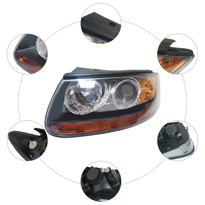 WUSILILU Front Headlight for 2007-2012 Hyundai Santa Fe Halogen Headlight,
