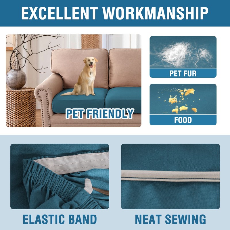 H.VERSAILTEX Loveseat Slipcovers for 2 Cushion Couch Stretch Dog Sofa