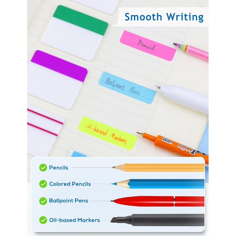 GAUENEEN 500 Pcs Sticky Page Tabs, Book Tabs Writable, 2