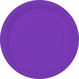 Unique Round Dessert Paper Plates, 7", Neon Purple