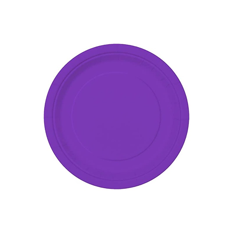 Unique Round Dessert Paper Plates, 7", Neon Purple
