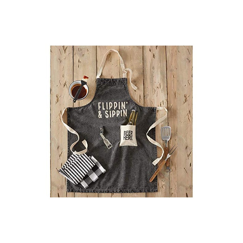 Mud Pie Grill Master Utensil Set, 14", Brown