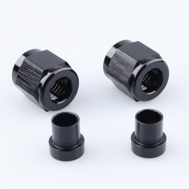AC PERFORMANCE AN4 Black Aluminum Hardline Fitting -4 AN Female Tube Nut and Sleeve For 1/4'' (6.35mm) outer diameter alloy Tube Hose Line Fitting, Pack of 2