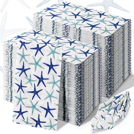 Seajan 200 Pcs Disposable Hand Towels for Bathroom Paper Guest Napkins Floral Guest Towels Paper Napkins Paper Towels Disposable Guest Napkins for Bathroom Wedding (Starfish)