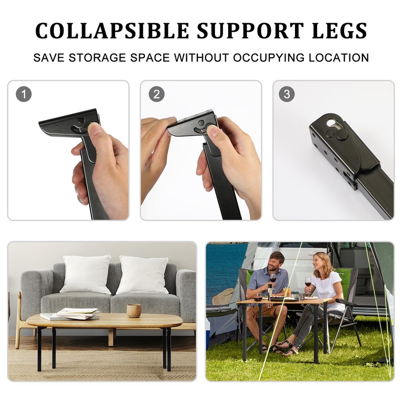 Kokone Folding Table Legs 4 Pcs 12'' Self-Locking Foldable Furniture