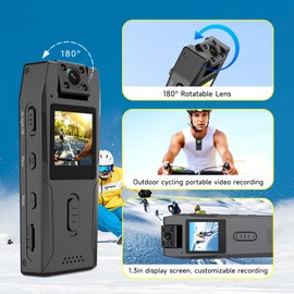 LX-VIECKDUN Body Camera,1080P HD Mini BodyCam,Night Vision Wearable Camera with Audio&Video Recording,64GB Small Personal Camcorder Recorder,Sport Action Body Worn Cam for Work,Travel,Vlogging