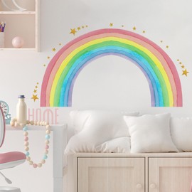 Large Rainbow Wall Decals, Peel and Stick, 50.8 x 26.8In Rainbow Wall Sticker, Cute Wall Décor Decal for Kids Bedroom, Rainbow Decor for Baby Girls Bedroom, Nursery Decor