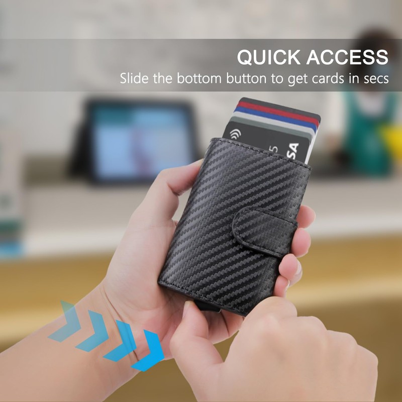 DIENQI Rfid Credit Card Holder Bifold Pop up Men Wallet