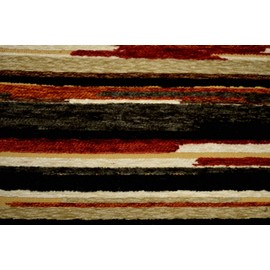 Vivid Cayenne Deep Red Heavy Chenille Painted Look Lodge Stripe Upholstery Regal Fabric