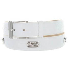 Grove Classic - Men's Italian Calfskin Designer Dress Belt with Golf Conchos (36 Alligator White)