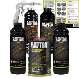 Raptor Tintable Urethane Spray-On Truck Bed Liner Kit, Protective Paint With Spray Gun, For Tailgates & Trucks, Vehicle Undercoating, 4 Quart Kit