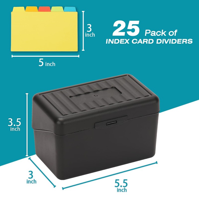 H4D Index Card Holder 3x5 Inches with 25 Plastic Dividers,