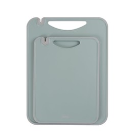 Dexas 2-Pack Reversible Cutting Board Set with Ceramic Knife Sharpener – Non-Slip, Built-In Handle & Ruler, Dishwasher Safe (8" x 11.6" & 11" x 14.5")