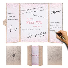 DeziWood Farewell Guest Book Alternative, Farewell Gifts for Coworkers Friends, Rose Gold We Will Miss You Signature Board, Happy Retirement Party Decorations for Women Men