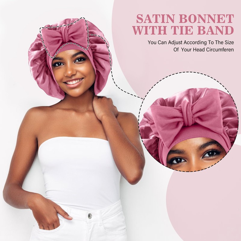 Abeillo Silk Sleep Bonnets for Women, 1PC Adjustable Satin Night