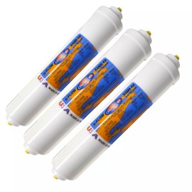 Sized 2 inches W x 10 inches L; 1/4 inch FQC. Omnipure K2586-KK Phosphate Inline Carbon Water Filter 3/8 Quick Connect 3-PACK