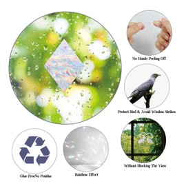 75Pcs Rhombus Window Stickers Prevent Birds from Hitting Windows, 3 Sheets Bird Anti-Collision Window Stickers Rainbow Sun Catcher Stickers No Glue Required, Non-Adhesive Reusable Vinyl