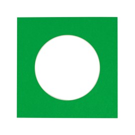 10x10 Mat Bevel Cut for 6x6 Photos - Precut Bright Green Circle Shaped Photo Mat Board Opening - Acid Free Matte to Protect Your Pictures - Bevel Cut for Family Photos, Pack of 1 Matboard