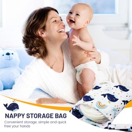 CIYIN Shallyong Wet Bag, Pack of 3 Changing Bags, Wet Bag, Wet Bag, Nursery, Wet Bag, Swimming, Waterproof, Washable, for Toddler Nappies, Travel, Beach, Pool, Gym, Whale-3pcs, Cute