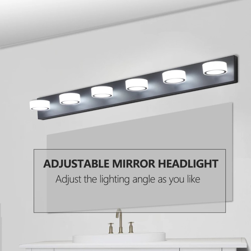 Ship in US,45" Modern 6-Light LED Vanity Light, Sleek Black