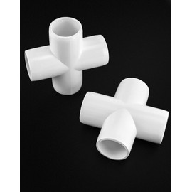 QWORK 4 Way 3/4" Cross PVC Fitting, 20 Pack PVC Fitting Connector, Furniture Grade, for Building Furniture and PVC Structures, White