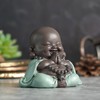 JUJOYBD Small Laughing Buddha, Cute Monk Statue, Ceramic Ornaments Figure,