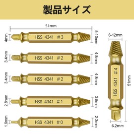 Drill Bit Set, Set of 6, Screw Removal Bit, Extractor, Screw Remover, Broken Bolt, Easy to Remove Screws, Screw Extractor Set, Storage Case, Gold, Repair Tool, Dedicated Tool
