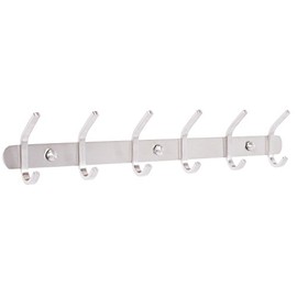 BIRDROCK HOME Simple Modern Robe Hook Coat and Hat Rack - 6 Hooks - Stainless Steel - Wall Mounted - Bathroom Towel Rail - Outdoor or Indoor