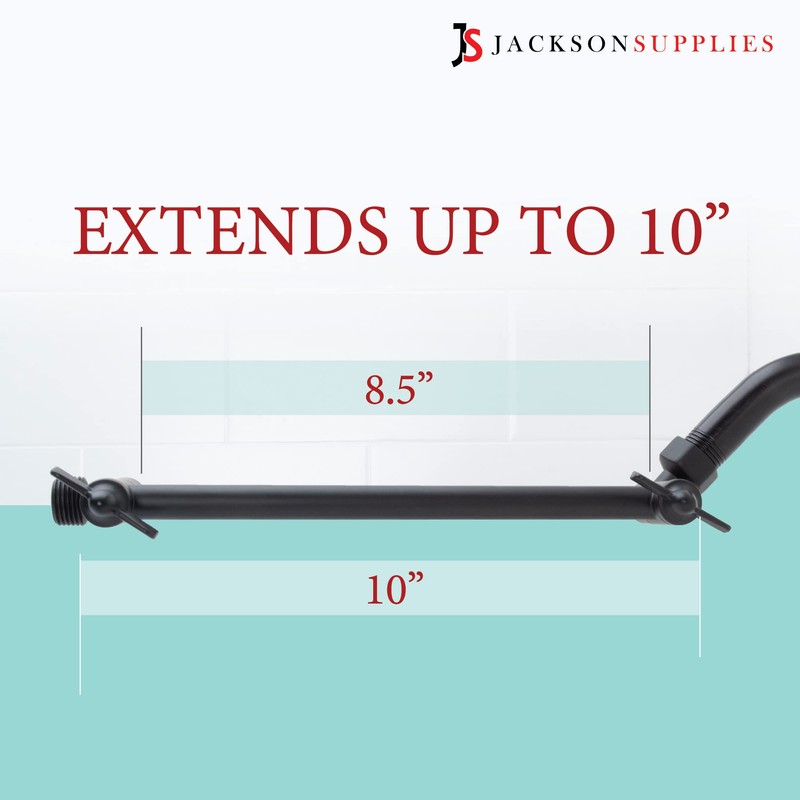Shower Head Extension Arm by JS Jackson Supplies, Adjustable 10