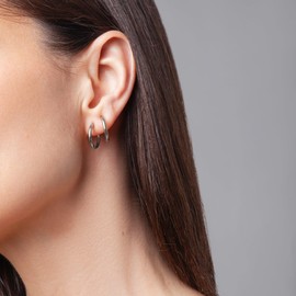 Silber Ohrclips aus Edelstahl • Clip Creolen ohne Ohrlöcher • Ohrringe Clips hängend • nickelfrei & wasserfest • MIX & MATCH • Ø 14 mm