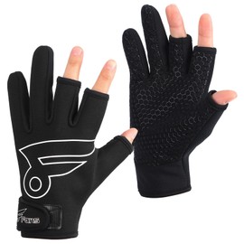 8 Fans Fishing Gloves - Finger Openness Glove Men Women, Camo Fish Accessories, SPF UV Sun Protection, Fly Fishing, Kayaking (Black, X-Large)