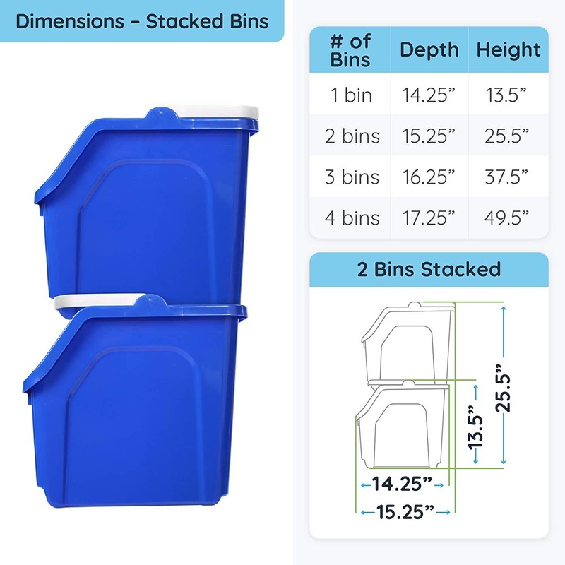 Recycling Rules! 6 Gallon Stackable Recycling Bin Container in Blue,